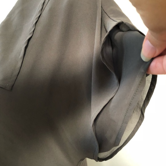 Vivienne Tam grey ruffle blouse designer chiffon semi sheer grey colour - Picture 4 of 8